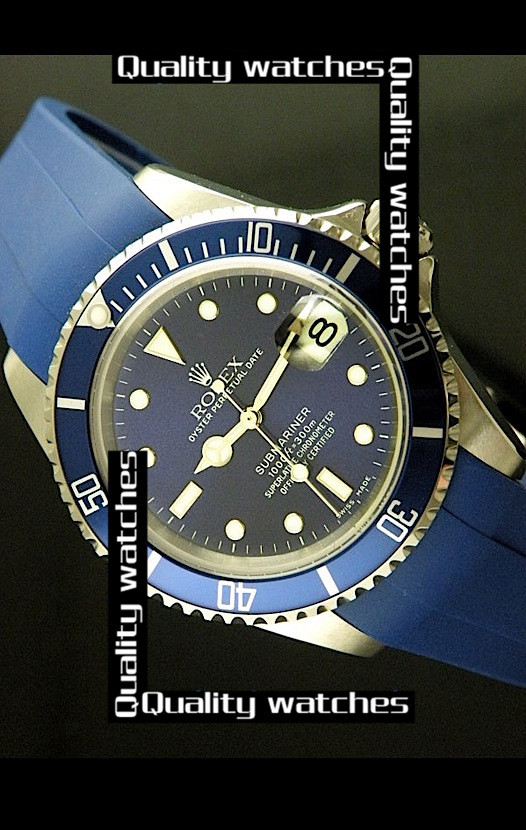Rolex Submariner 1:1 Mirror Blue Rubber Strap Automatic Watch 