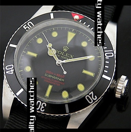 Rolex Submariner Vintage Watch Black Nylon Strap
