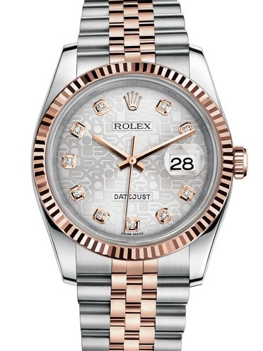 Rolex Datejust 36 Rose Gold Watch 116231-0059 Jubilee Silver