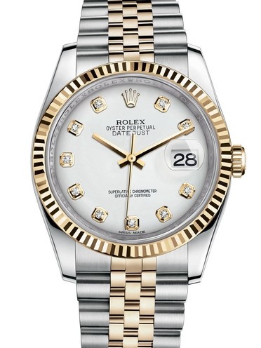 Rolex Datejust 36 Two Tone Gold Watch 116233-0154 White