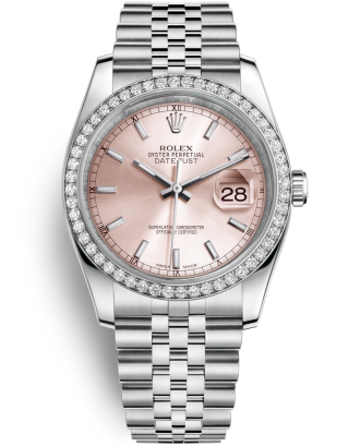 Rolex Datejust 36 Watch 116244-0050 Jubilee Pink Dial