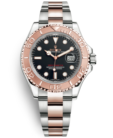 Rolex Yacht-Master Two Tone Rose Gold Watch 126621-0002 Black