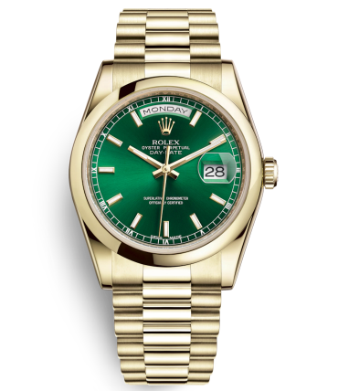 Rolex Day-Date Gold Watch 118208-0349 Presidential Green