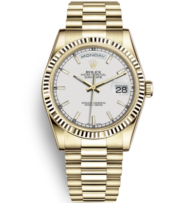 Rolex Day-Date Gold Watch 118238-0061 Presidential White Dial