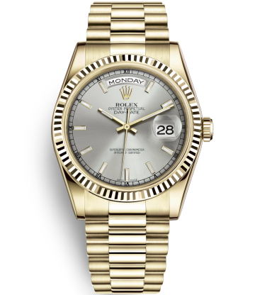 Rolex Day-Date Gold Watch 118238-0106 Presidential Silver