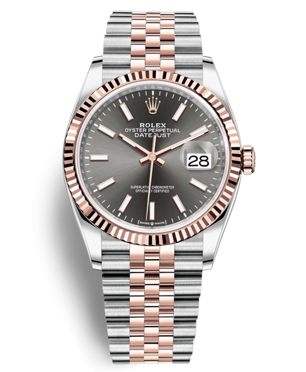 Rolex Datejust 36 Rose Gold Watch 126231-0013 Jubilee Gray