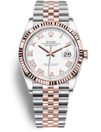 Rolex Datejust 36 Rose Gold Watch 126231-0015 Jubilee White