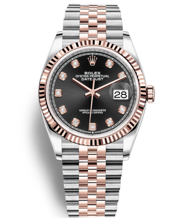 Rolex Datejust 36 Rose Gold Watch 126231-0019 Jubilee Black