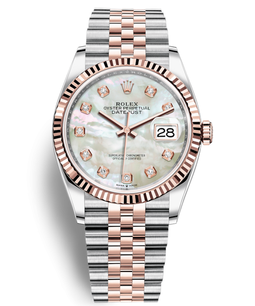 Rolex Datejust 36 Rose Gold Watch 126231-0021 Jubilee MOP