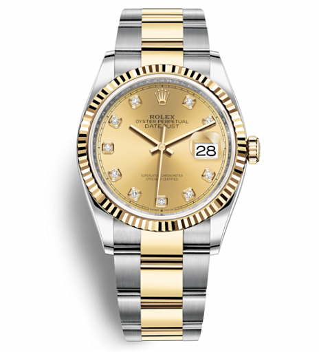 Rolex Datejust 36 Two Tone Gold Watch 126233-0018 White