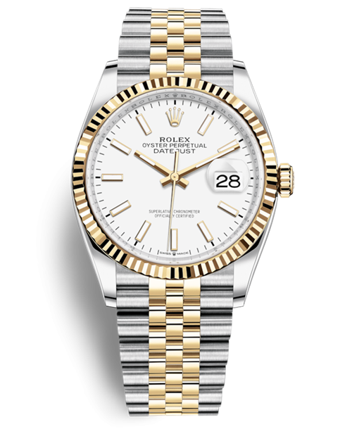 Rolex Datejust 36 Two Tone Gold Watch 126233-0019 Jubilee White