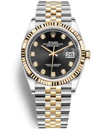 Rolex Datejust 36 Two Tone Gold Watch 126233-0021 Black