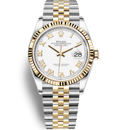 Rolex Datejust 36 Two Tone Gold Watch 126233-0029 Jubilee White