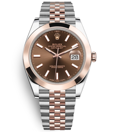 Rolex Datejust II Two-Tone Rose Gold Watch 126301-0002 Chocolate