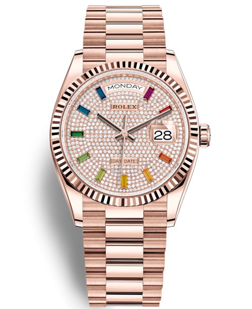 Rolex Day-Date Rose Gold Watch 128235-0039 Presidential Diamonds