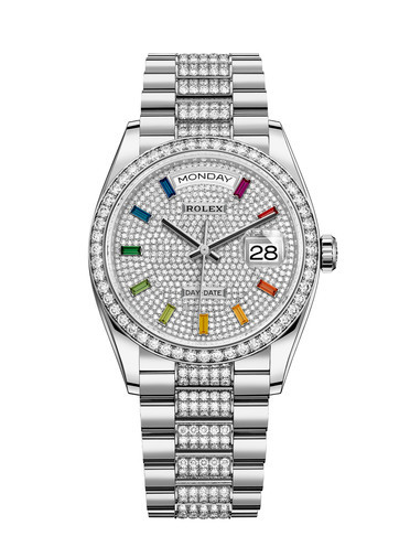 Rolex Day-Date Watch 128349RBR-0012 Presidential Diamonds-Paved Dial