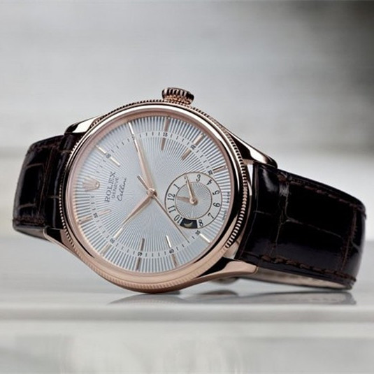 Rolex Cellini Dual Time Rose Gold Watch 50525-0008 Swiss Replica White Dial