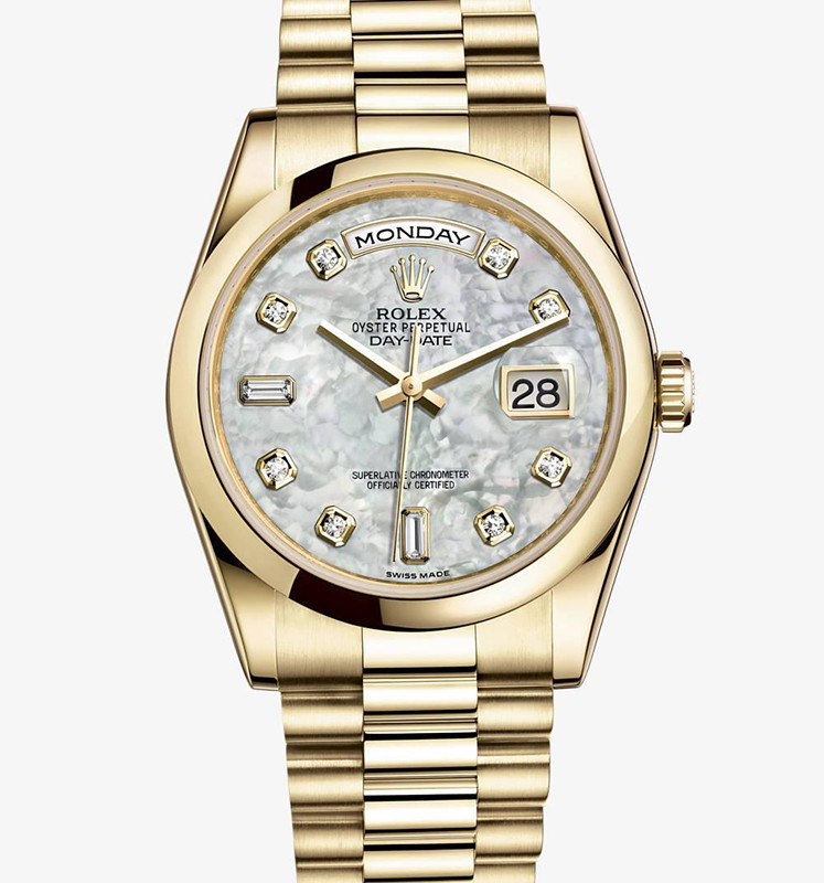 Rolex Day-Date Gold Watch 118208-0061 Presidential MOP Dial