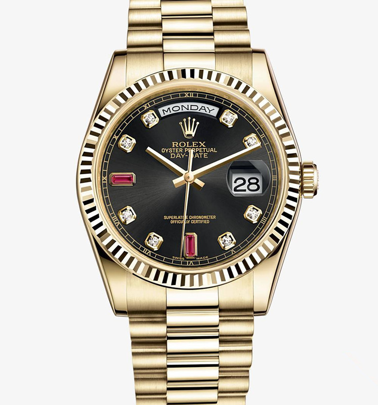 Rolex Day-Date Gold Watch 118238-0396 Black Dial