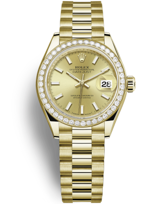 Rolex Lady-Datejust Watch 279138RBR-0014 Gold Dial 28mm