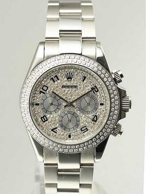 Rolex Daytona Stainless Steel Watch Diamonds-Paved Dial