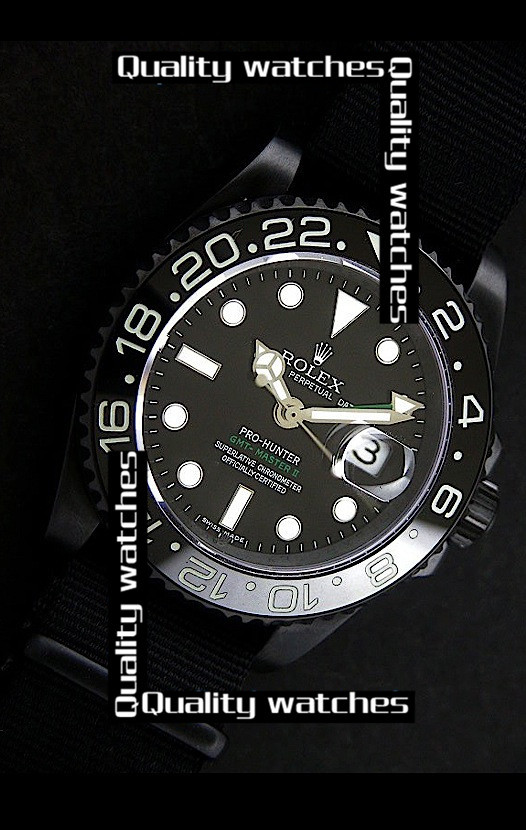 Rolex GMT-Master II Cloned 3285 Movement Watch Nylon Strap All Black