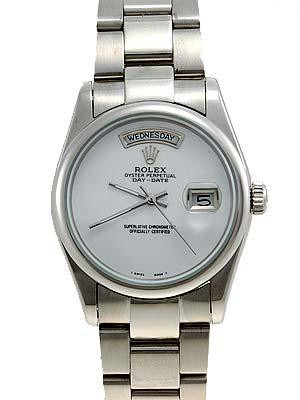 Rolex Day-Date Watch No Hour Markers Oyster Bracelet White