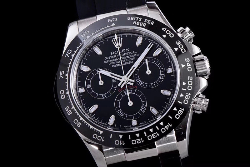 Rolex Daytona Cloned 4130 Movement Watch Rubber Strap Black Dial