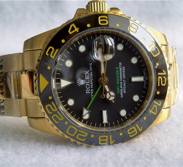 Rolex GMT-Master II 18K Gold Green Hand Black dial Automatic Replica Watch 