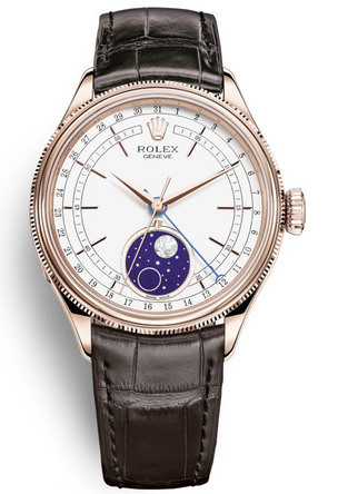 Rolex Cellini Moon-Phase Rose Gold Watch 50535-0002 White