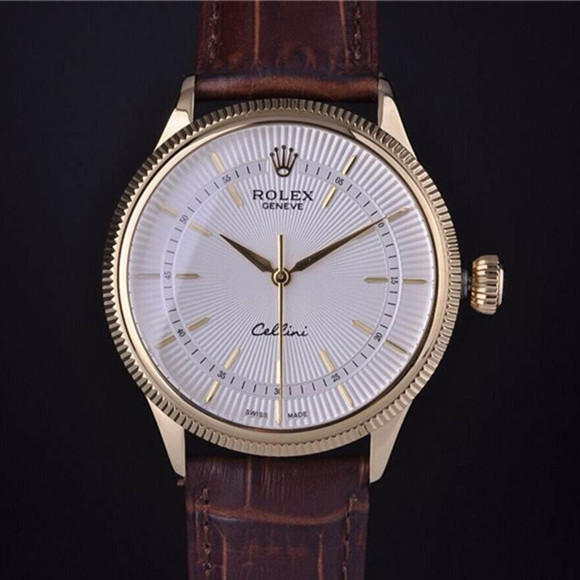 Rolex Cellini Time Yellow Gold Watch White Dial      