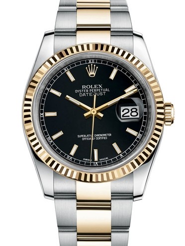 Rolex Datejust II Two-Tone Gold Watch 116233-0173 Black Dial