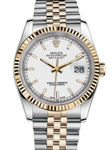 Rolex Datejust Watch Two Toned Gold 116233-0200 White Dial