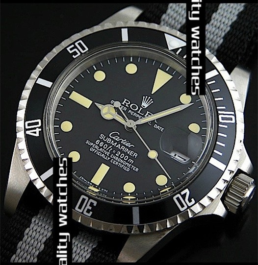Rolex Submariner Vintage Watch Zebra-Stripe Nylon Black