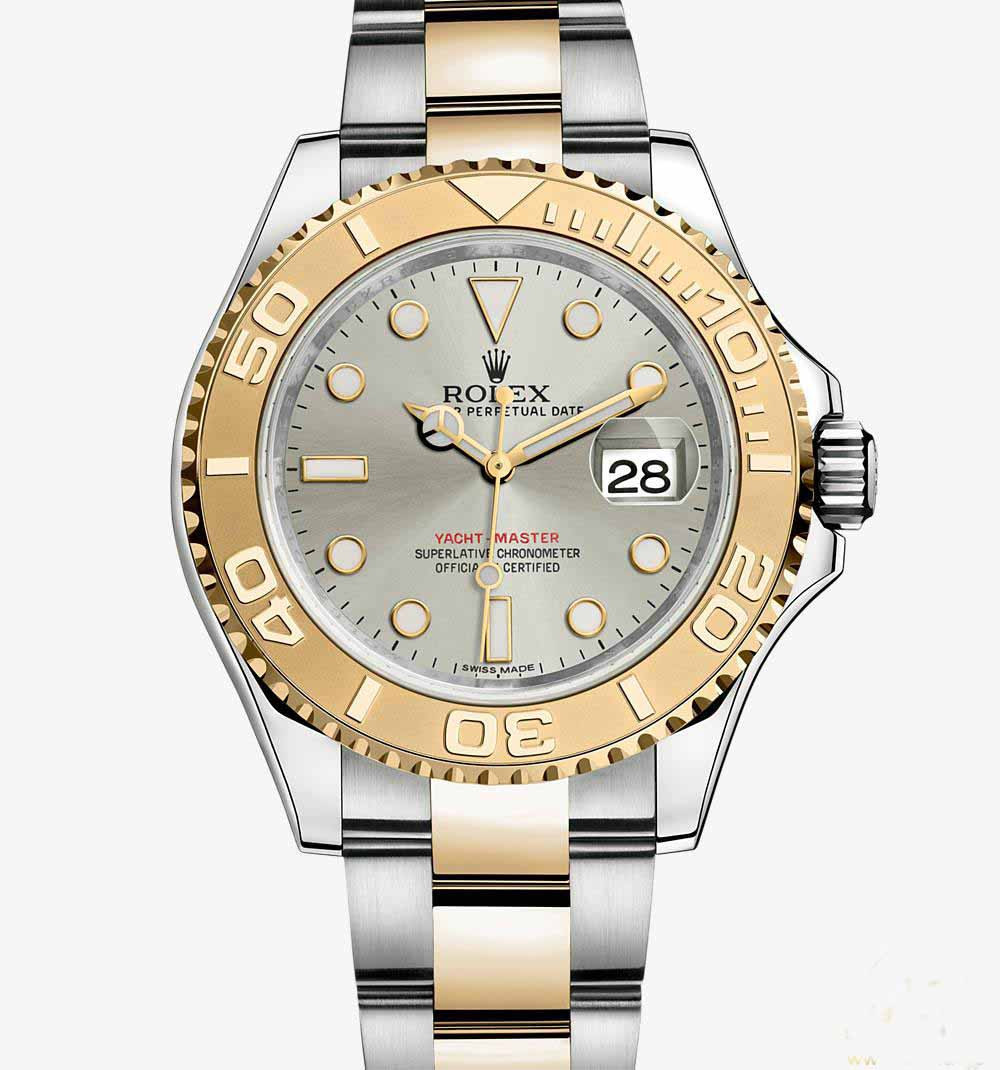 Rolex Yacht-Master Two Tone Gold Watch 16623-0008 Silver Gray