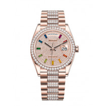 Replica Rolex Day-Date Swiss Watches 128345RBR-0043 Diamonds-paved Dial 36mm(High End)