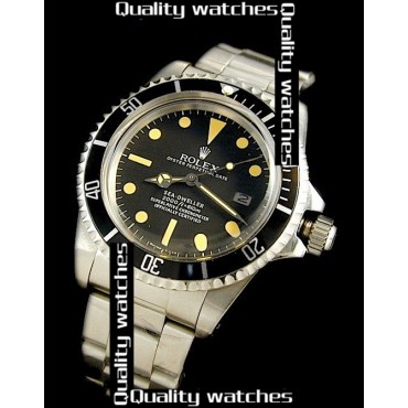 Rolex Sea-Dweller Watch Yellow Hour Markers Black Dial