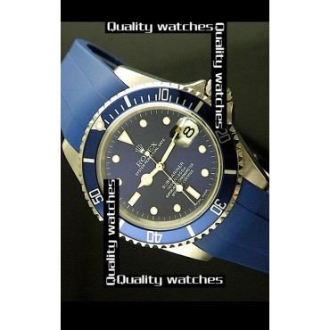 Rolex Submariner 1:1 Mirror Blue Rubber Strap Automatic Watch 