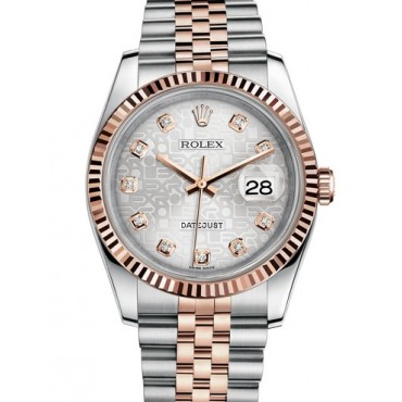 Rolex Datejust 36 Rose Gold Watch 116231-0059 Jubilee Silver