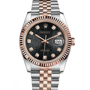 Rolex Datejust 36 Rose Gold Watch 116231-0101 Jubilee Black