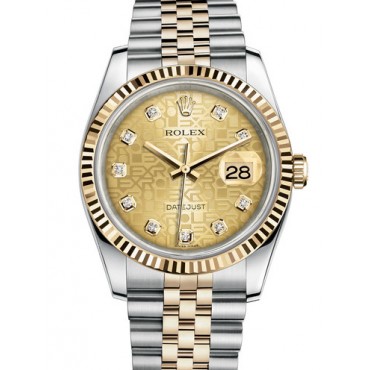 Rolex Datejust 36 Two Tone Gold Watch 116233-0155 Jubilee