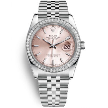 Rolex Datejust 36 Watch 116244-0050 Jubilee Pink Dial