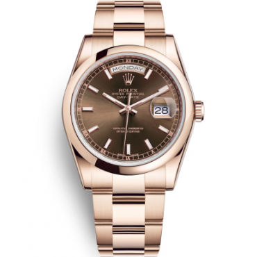 Rolex Day-Date Rose Gold Watch 118205F-0127 Oyster Chocolate