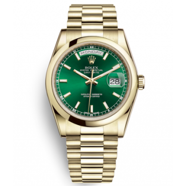 Rolex Day-Date Gold Watch 118208-0349 Presidential Green