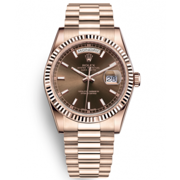 Rolex Day-Date Rose Gold Watch 118235F-0121 Presidential Chocolate