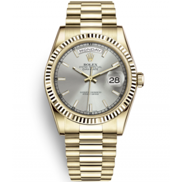 Rolex Day-Date Gold Watch 118238-0106 Presidential Silver