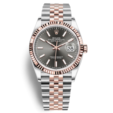 Rolex Datejust 36 Rose Gold Watch 126231-0013 Jubilee Gray