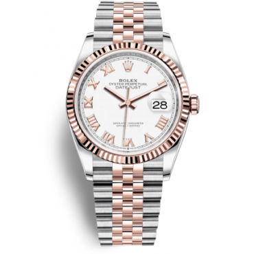 Rolex Datejust 36 Rose Gold Watch 126231-0015 Jubilee White