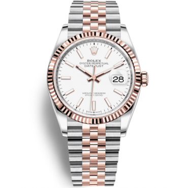Rolex Datejust 36 Rose Gold Watch 126231-0017 Jubilee White