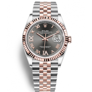 Rolex Datejust 36 Rose Gold Watch 126231-0023 Jubilee Gray